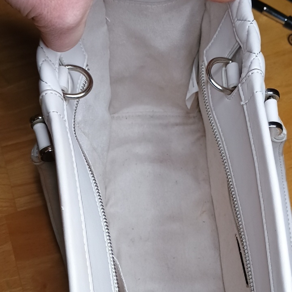 Steve Madden White Quilted Tote with Top Handles - Picture 3 of 11